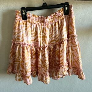 Pink and Yellow Zebra Print Ruffle Skirt